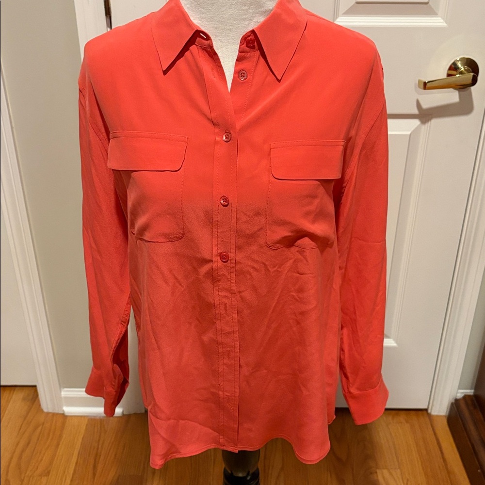 Equipment | Coral Silk Blouse, Sz L